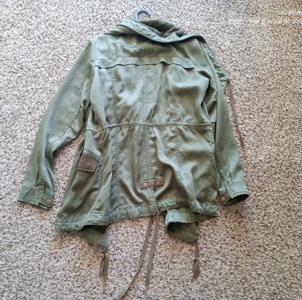 Anthropologie Hei Hei Etta Layered Drawstring Anorak Jacket Lace Green Size XS - Picture 7 of 12